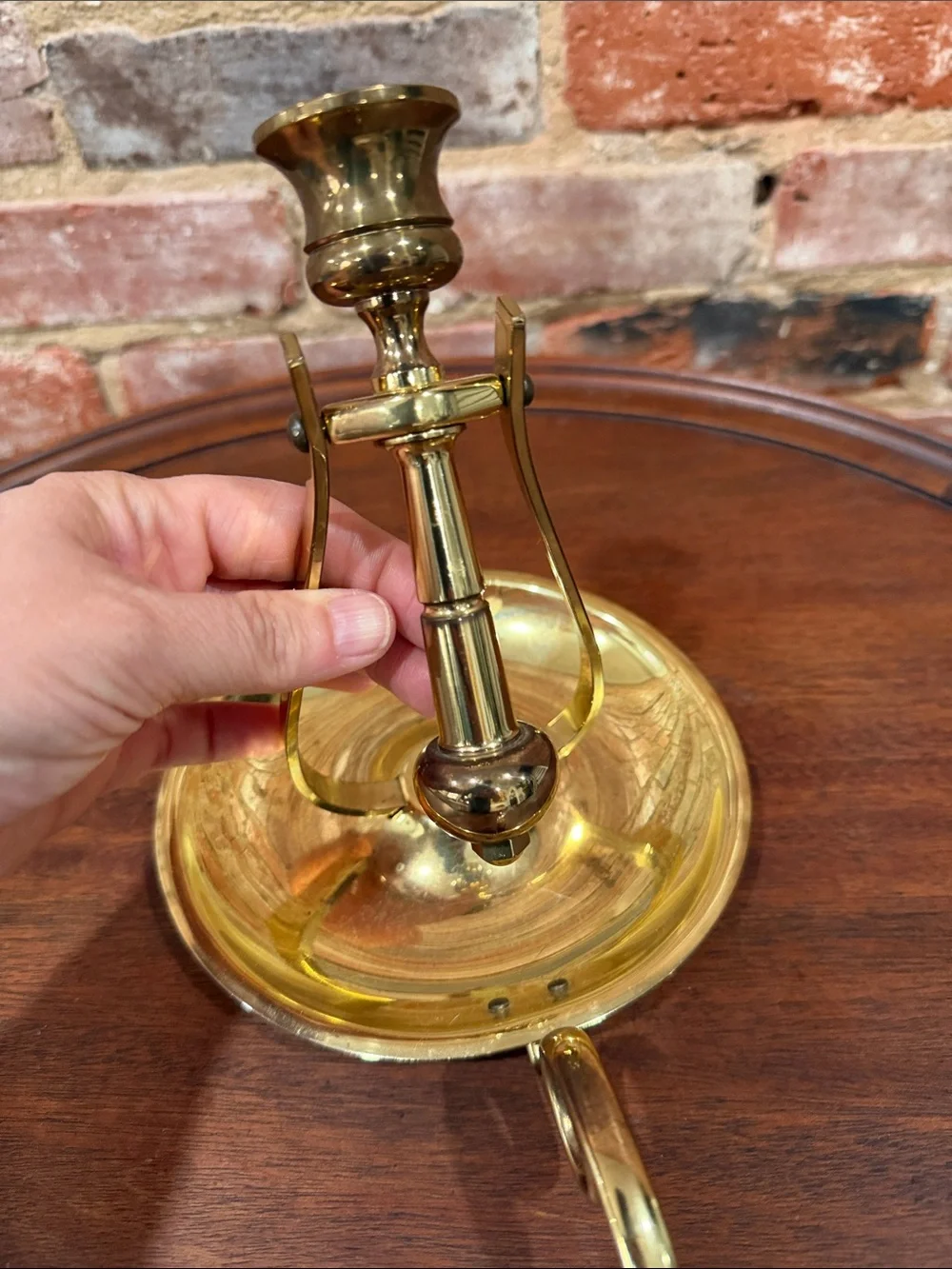 Vintage Fine Baldwin Brass Ship's Gimbal Self-Leveling Candlestick